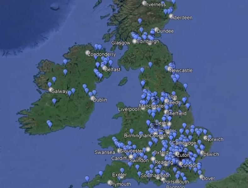 Map showing distribution of Bible studies across UK and Ireland